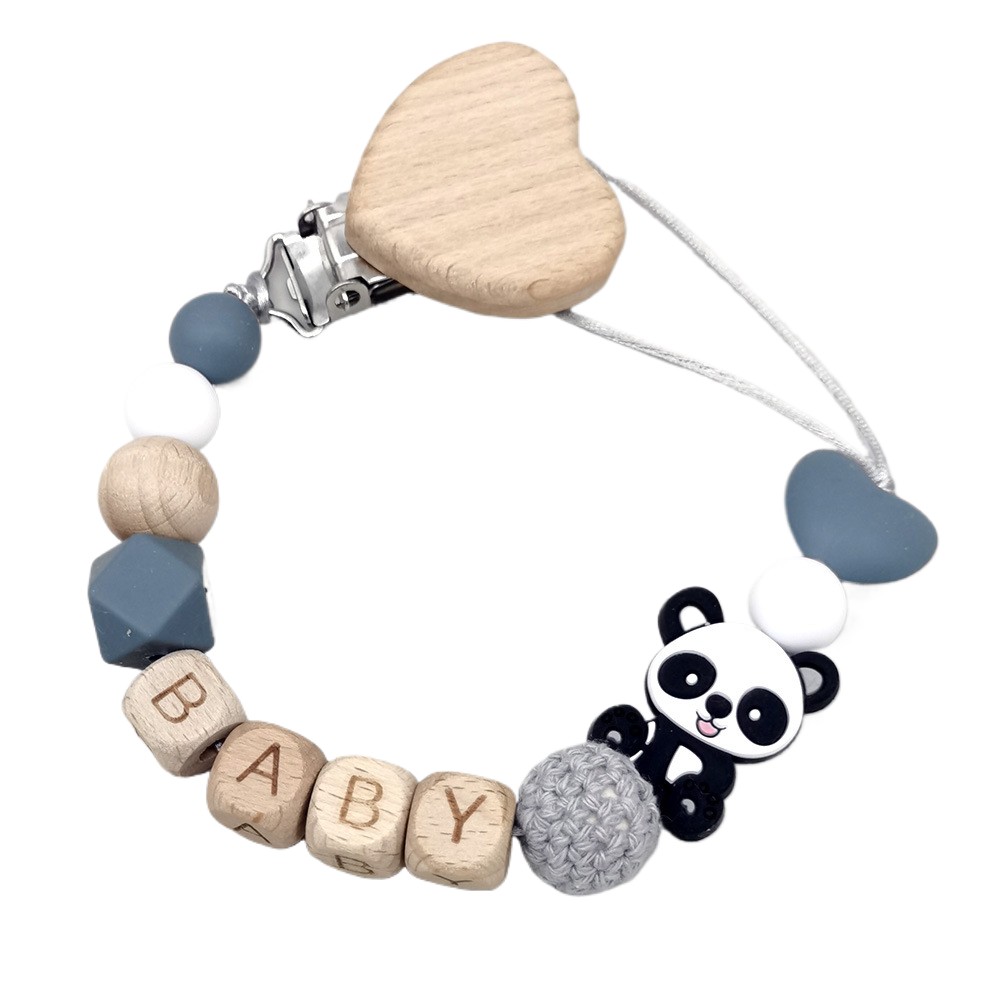 Baby Products In - Ahşap Kişiselleştirilmiş Bebek Emzik Zinciri Sevimli