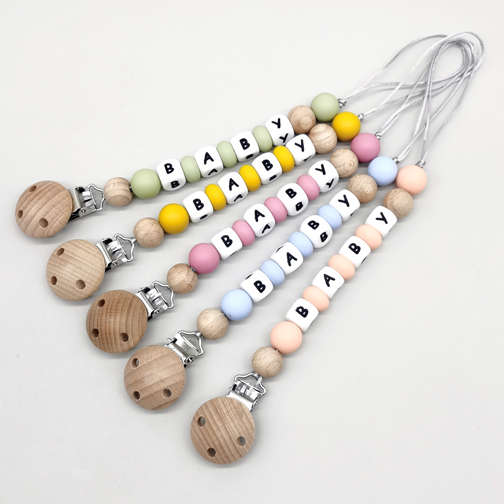 Baby Products To Gift - Özel İsimli Emzik Zinciri Silikon Boncuklu