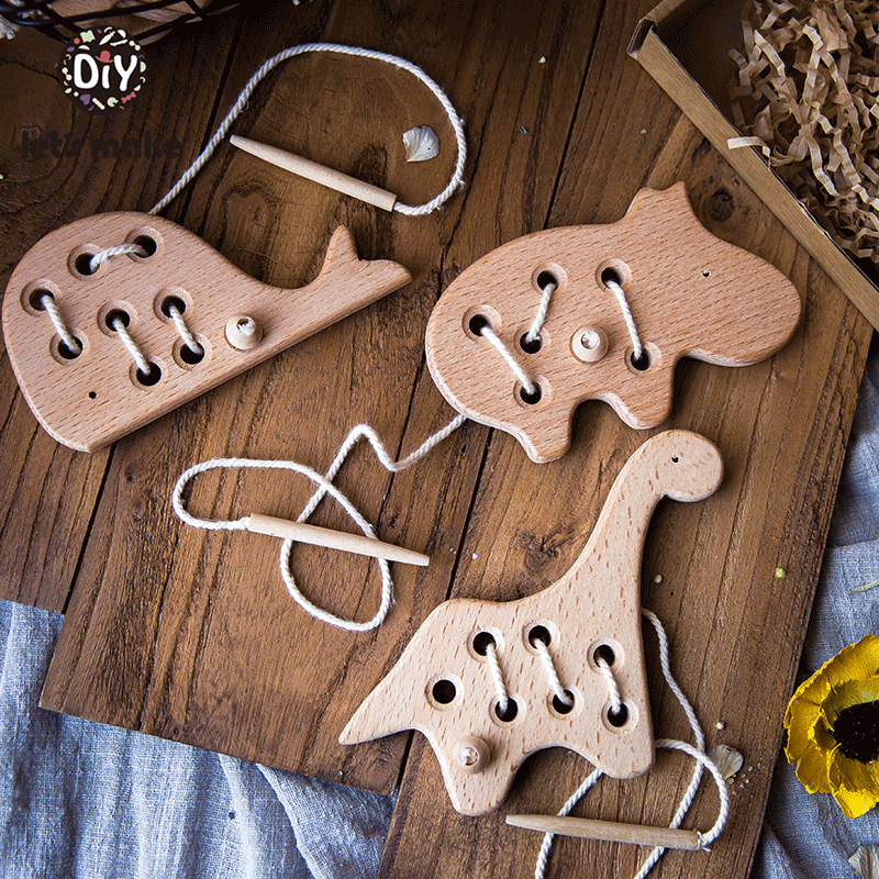 Baby Products Natural - Ahşap anaokulu fare Threading kurulu bağlama