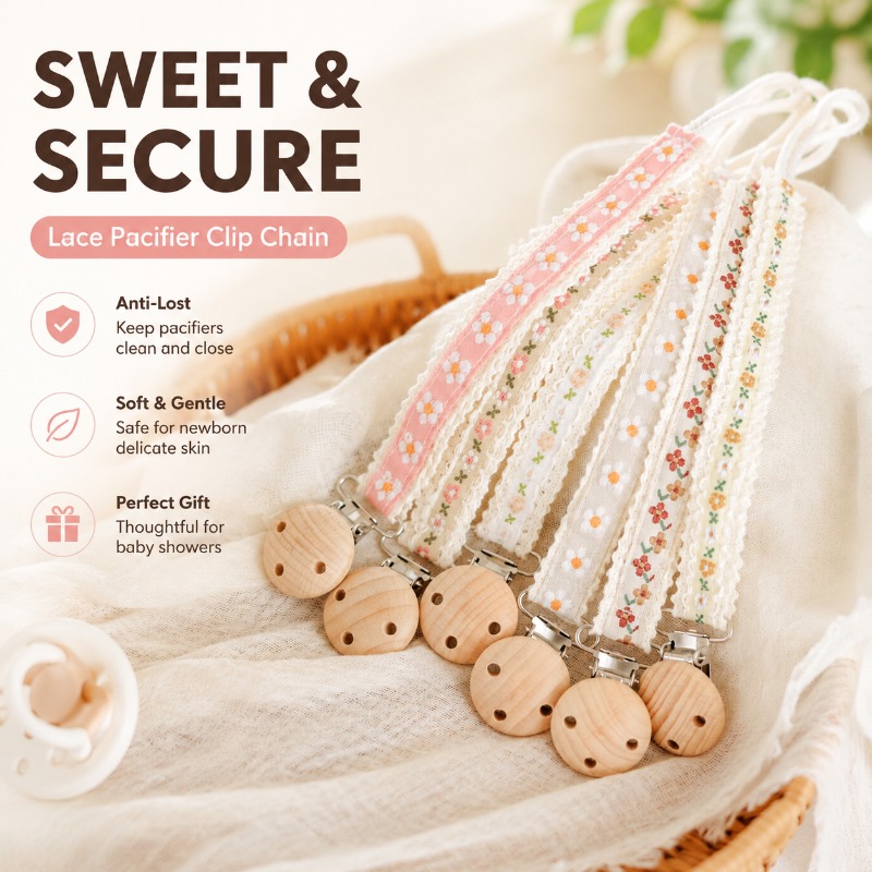 Baby Products To Gift - Yenidoğanlar İçin Dantel Emzik Zinciri, Kaybolmaya